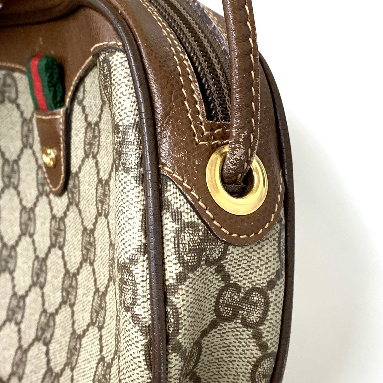 GUCCI Old Gucci 007 754 6112 Shoulder Bag, Sherry Line, GG Supreme Canvas Leather, Women's PRE-OWNED