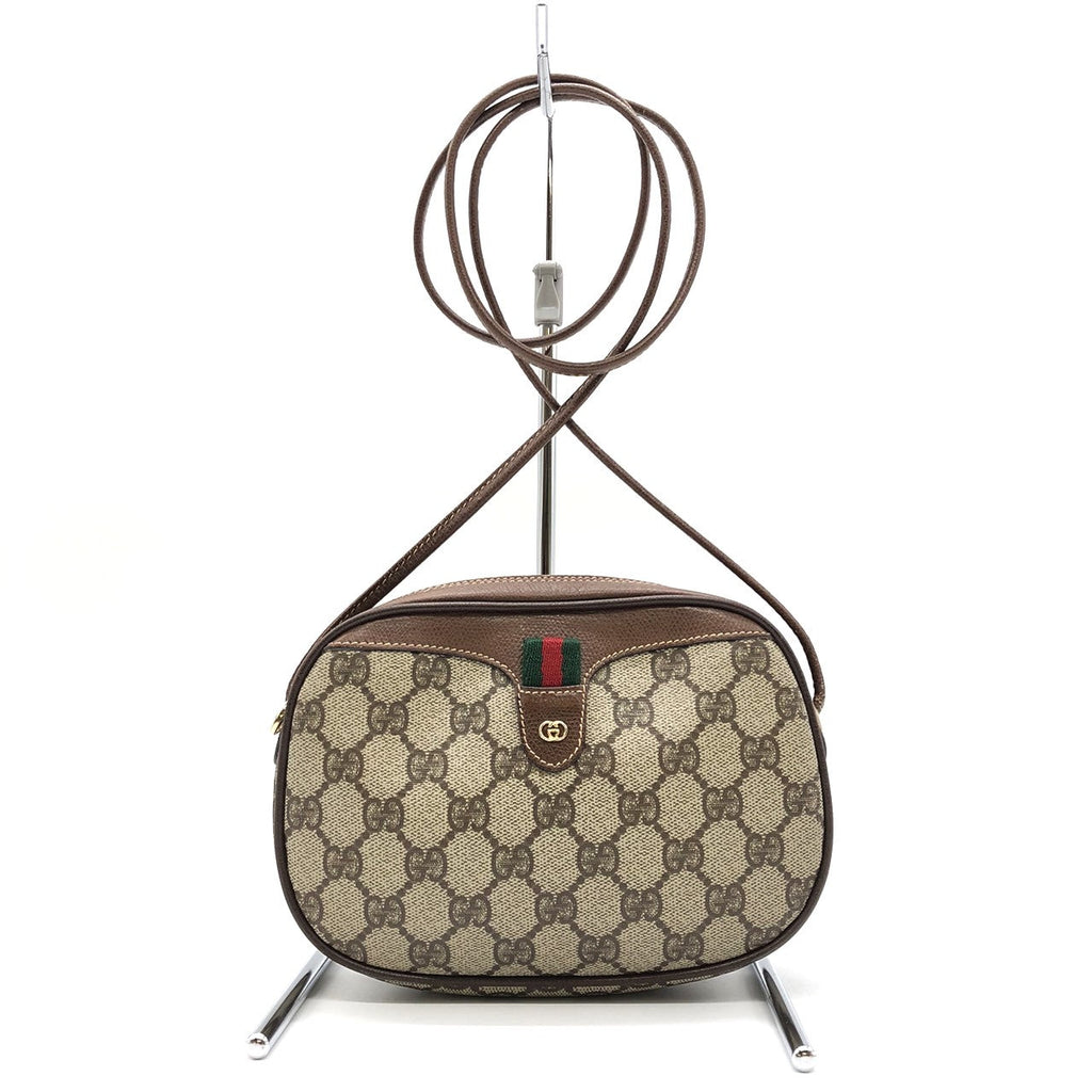 GUCCI Old Gucci 007 754 6112 Shoulder Bag, Sherry Line, GG Supreme Canvas Leather, Women's PRE-OWNED