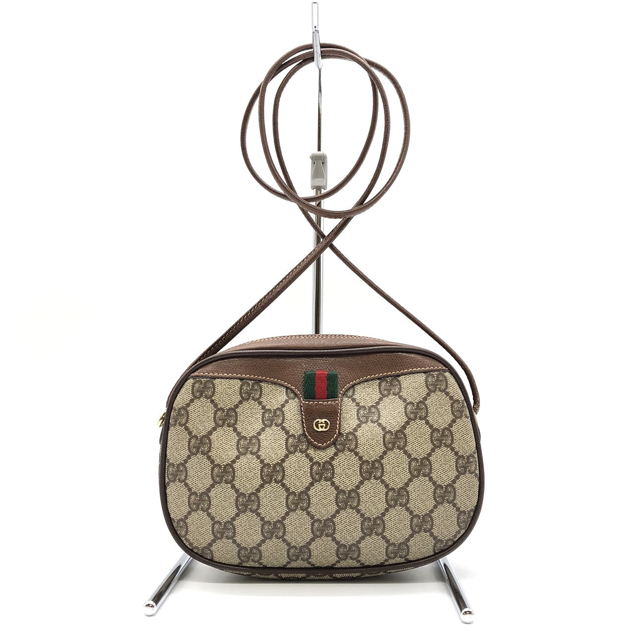 GUCCI Old Gucci 007 754 6112 Shoulder Bag, Sherry Line, GG Supreme Canvas Leather, Women's PRE-OWNED
