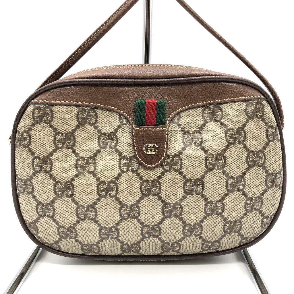 GUCCI Old Gucci 007 754 6112 Shoulder Bag, Sherry Line, GG Supreme Canvas Leather, Women's PRE-OWNED