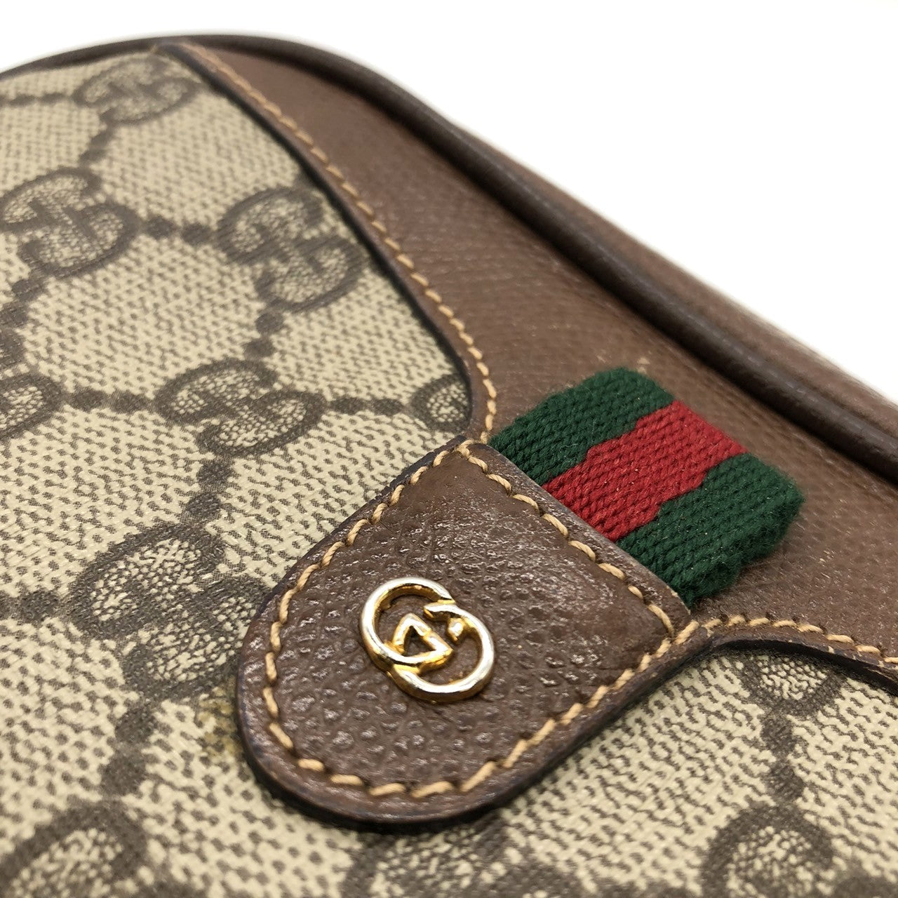 GUCCI Old Gucci 007 754 6112 Shoulder Bag, Sherry Line, GG Supreme Canvas Leather, Women's PRE-OWNED