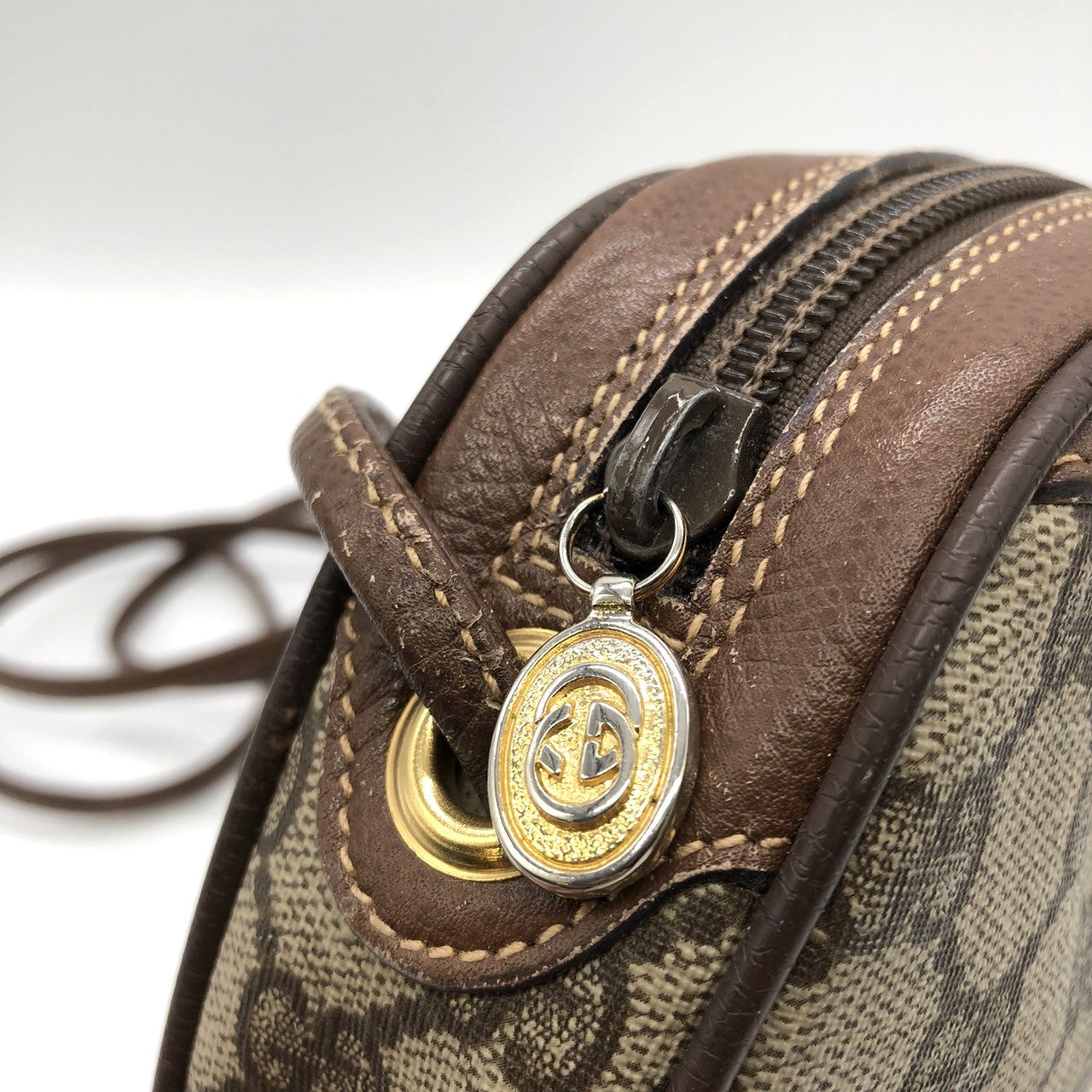 GUCCI Old Gucci 007 754 6112 Shoulder Bag, Sherry Line, GG Supreme Canvas Leather, Women's PRE-OWNED