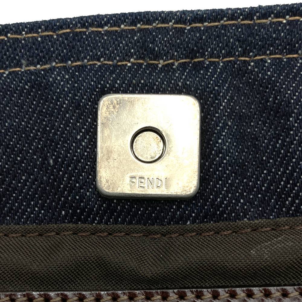 Fendi Handbag/Tote Bag Denim/Leather Navy Pre-owned