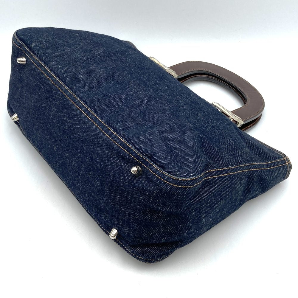 Fendi Handbag/Tote Bag Denim/Leather Navy Pre-owned