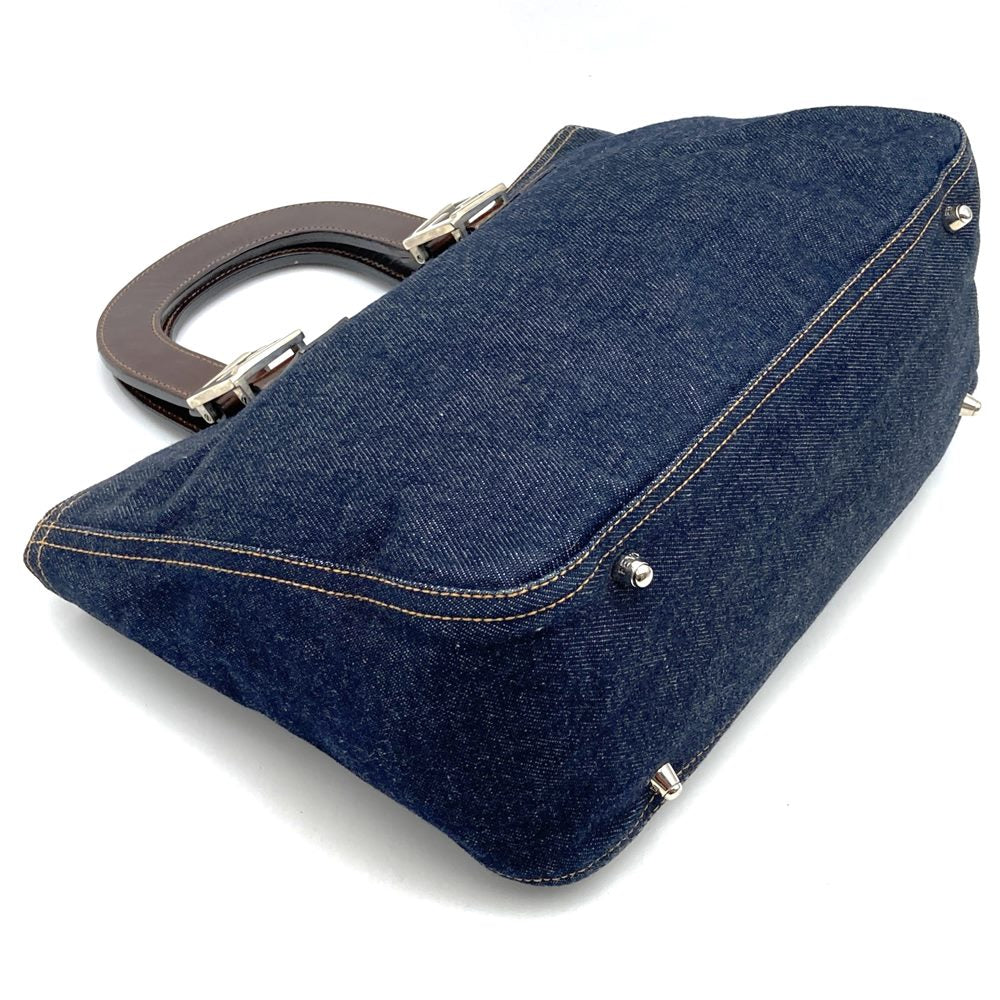 Fendi Handbag/Tote Bag Denim/Leather Navy Pre-owned