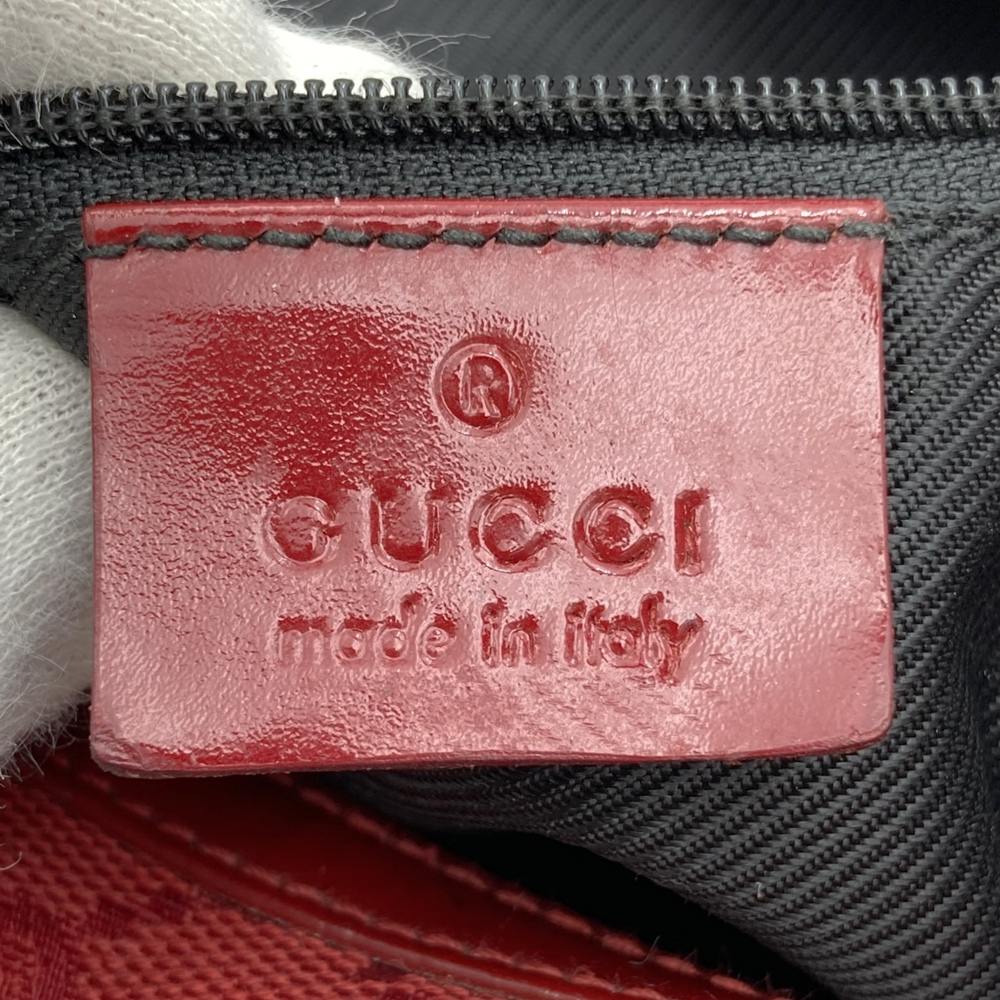 GUCCI 001 4204 Shoulder Bag GG Canvas Leather Red Women's PRE-OWNED
