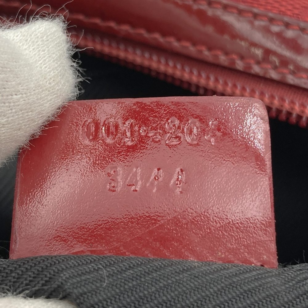 GUCCI 001 4204 Shoulder Bag GG Canvas Leather Red Women's PRE-OWNED