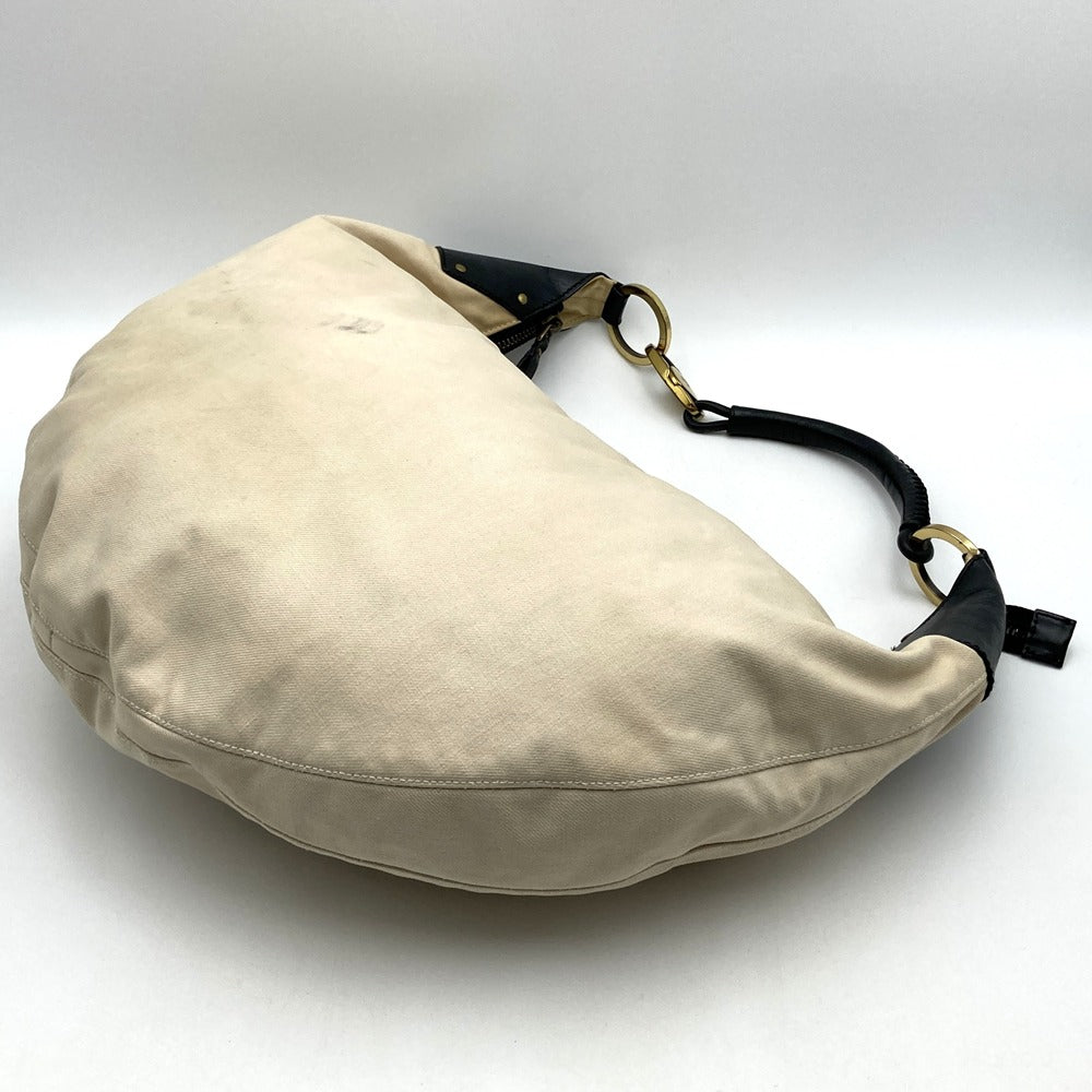 GUCCI 95332 Shoulder Bag Handbag Large Bag Beige Black Canvas Leather Fashion Women's PRE-OWNED