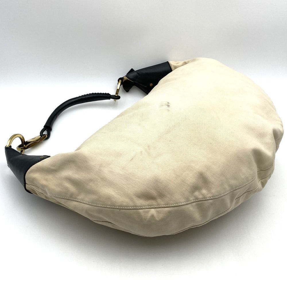 GUCCI 95332 Shoulder Bag Handbag Large Bag Beige Black Canvas Leather Fashion Women's PRE-OWNED