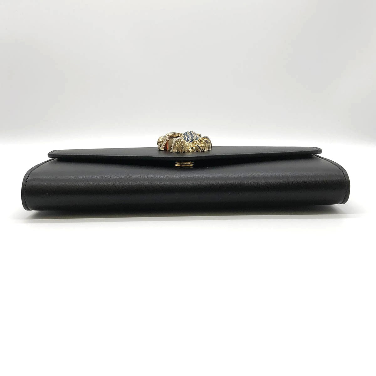 Gucci 576532 Raja Broadway Tiger Clutch Bag Leather Black/Gold Pre-owned