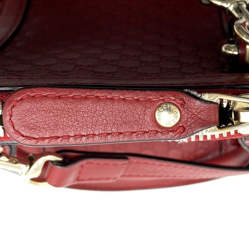 GUCCI 449654 Handbag/Shoulder Bag, 2-way, Guccissima Leather, Red, Women's PRE-OWNED