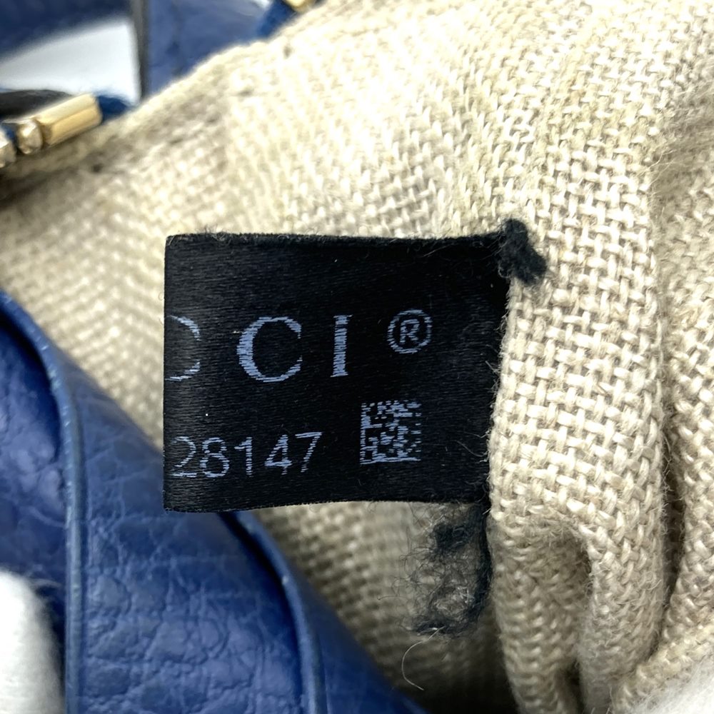 Gucci 449413 Shoulder Bag GG Canvas/Leather Blue/Brown Pre-owned