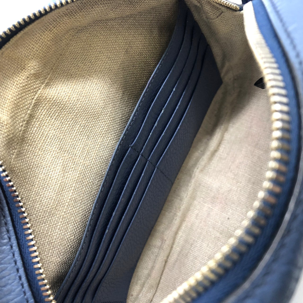 Gucci 449413 Shoulder Bag GG Canvas/Leather Blue/Brown Pre-owned