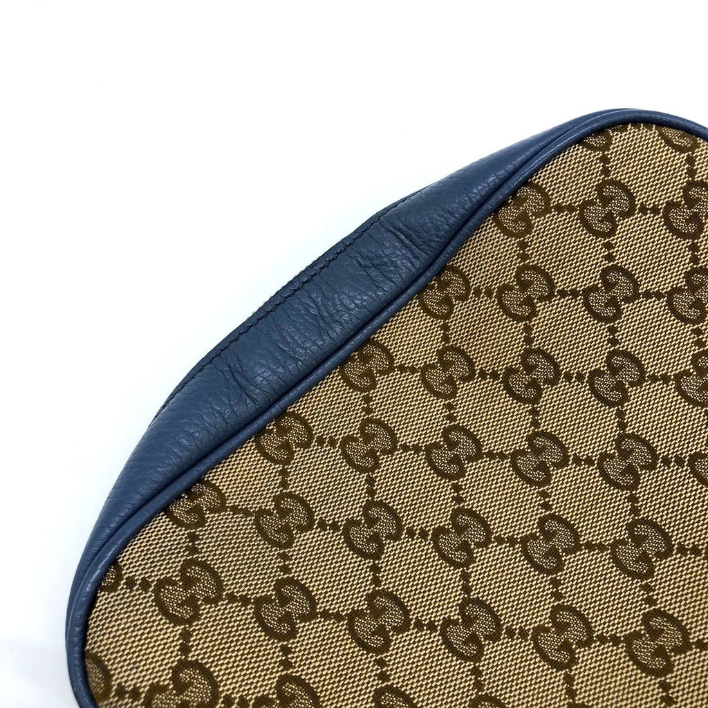 Gucci 449413 Shoulder Bag GG Canvas/Leather Blue/Brown Pre-owned