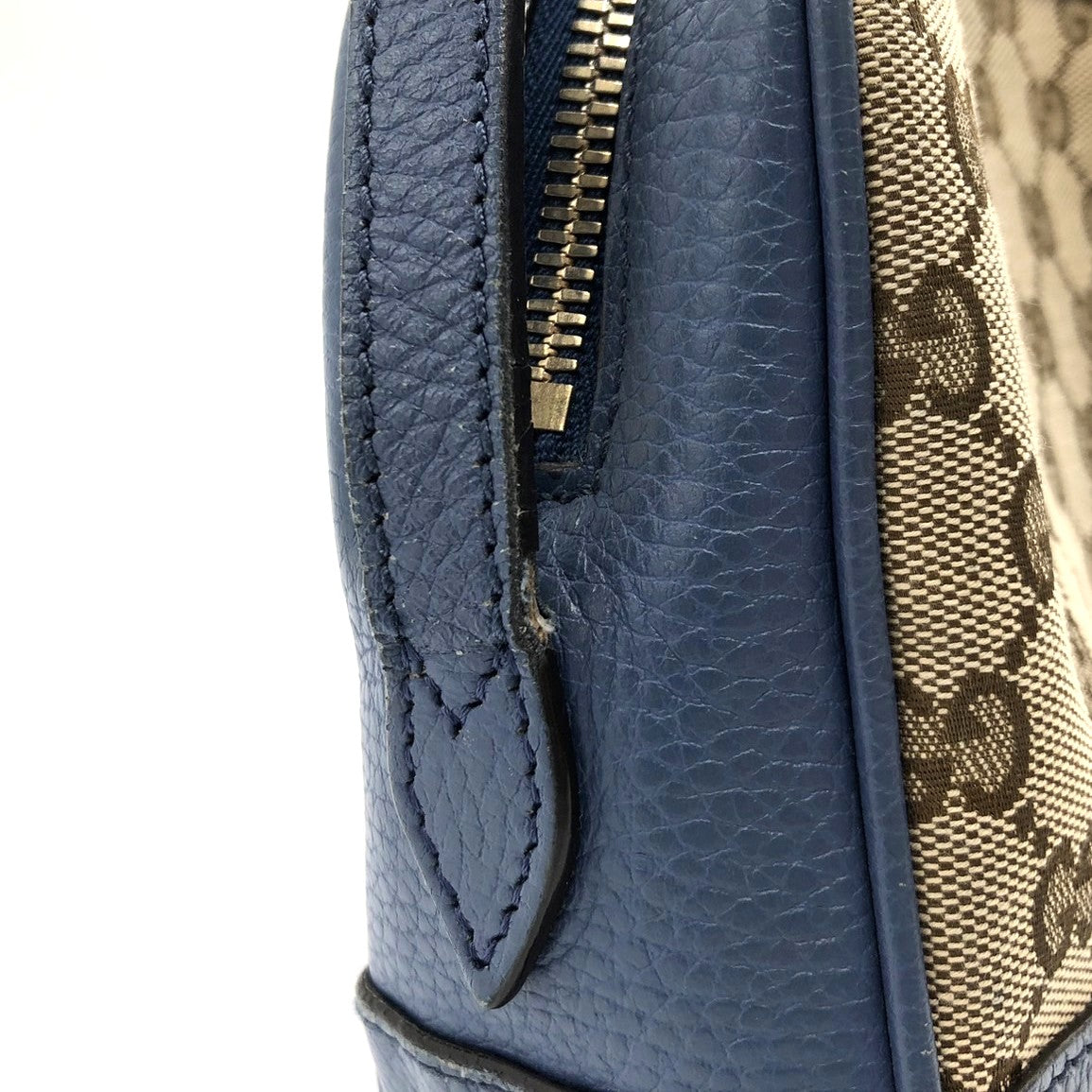 Gucci 449413 Shoulder Bag GG Canvas/Leather Blue/Brown Pre-owned