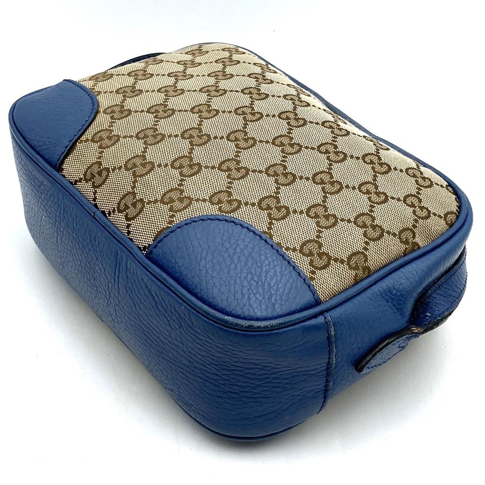 Gucci 449413 Shoulder Bag GG Canvas/Leather Blue/Brown Pre-owned