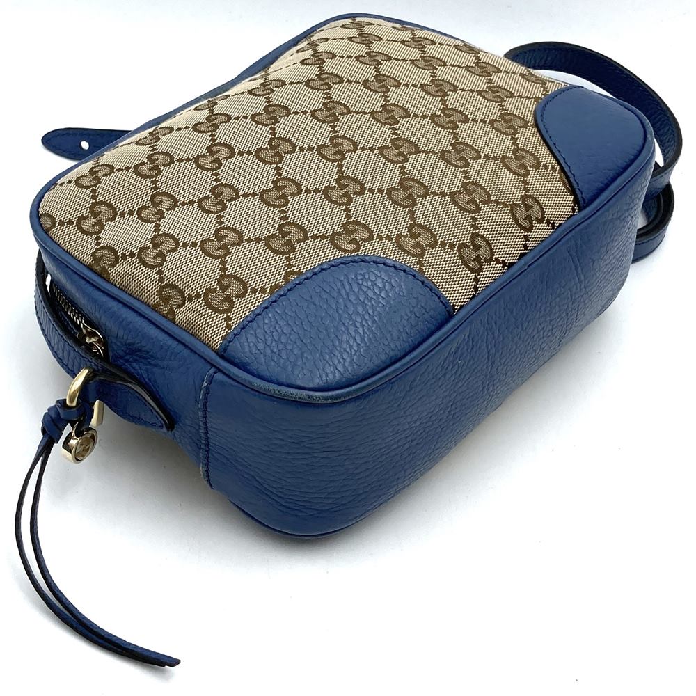 Gucci 449413 Shoulder Bag GG Canvas/Leather Blue/Brown Pre-owned