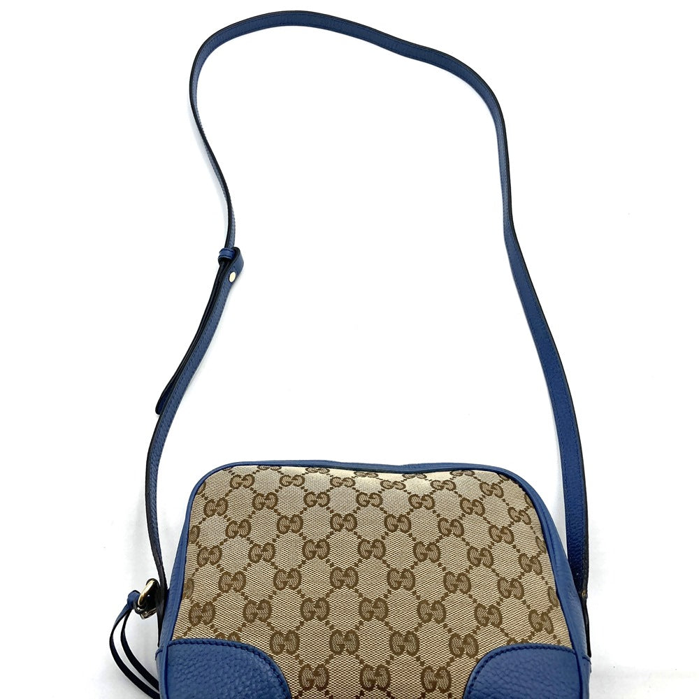 Gucci 449413 Shoulder Bag GG Canvas/Leather Blue/Brown Pre-owned
