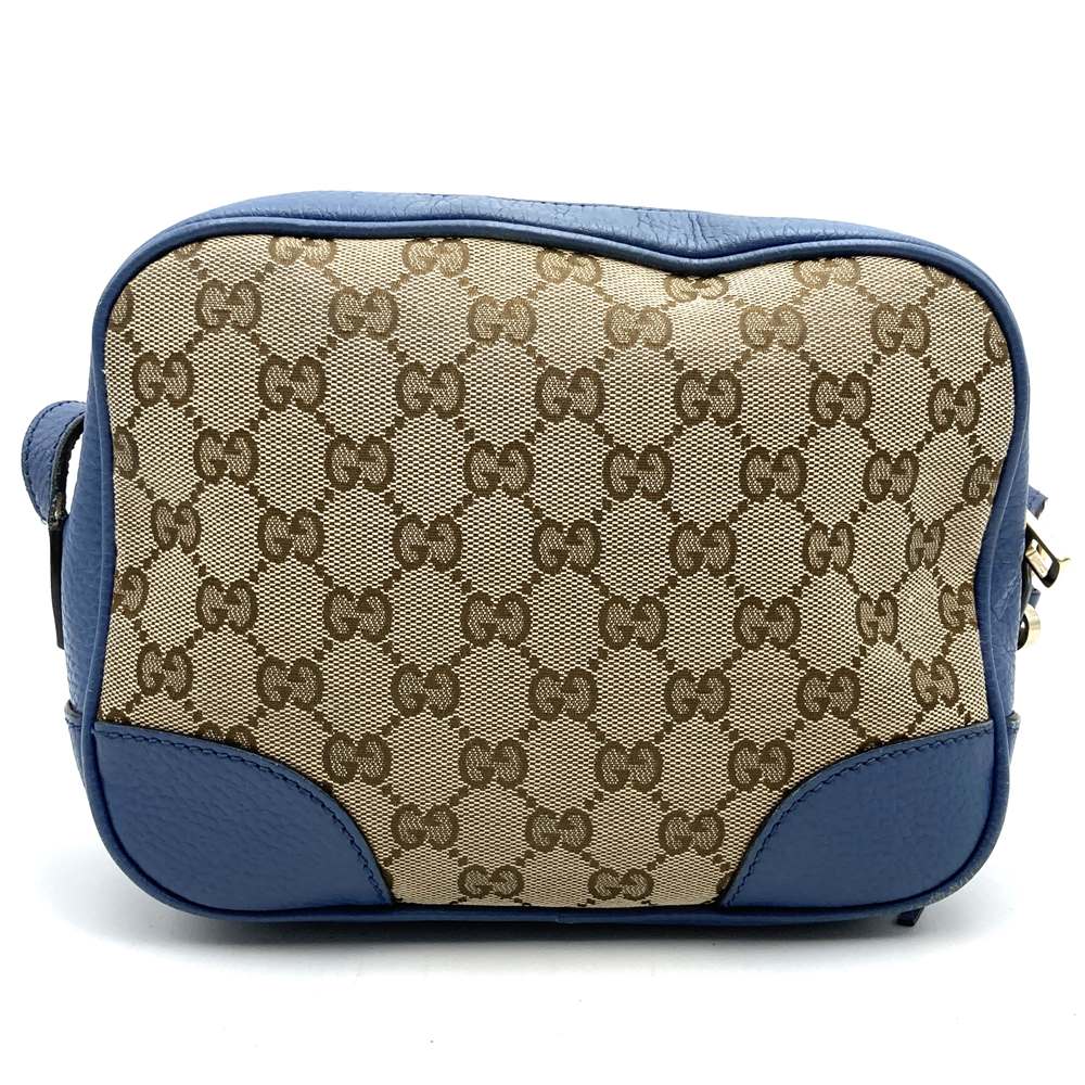 Gucci 449413 Shoulder Bag GG Canvas/Leather Blue/Brown Pre-owned
