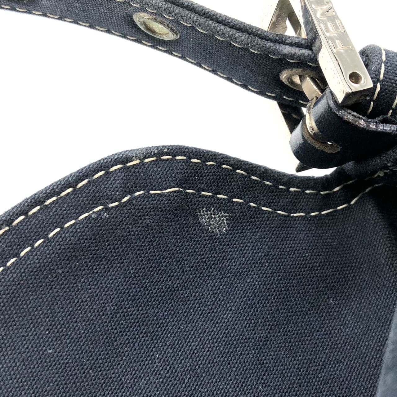 FENDI Mamma Bucket Marble Shoulder Bag Handbag Canvas Navy Denim Women's PRE-OWNED