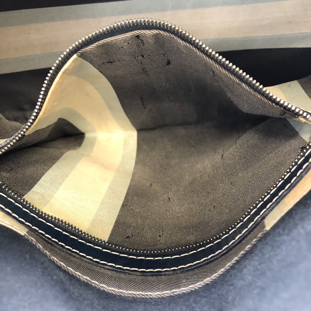 FENDI Mamma Bucket Marble Shoulder Bag Handbag Canvas Navy Denim Women's PRE-OWNED