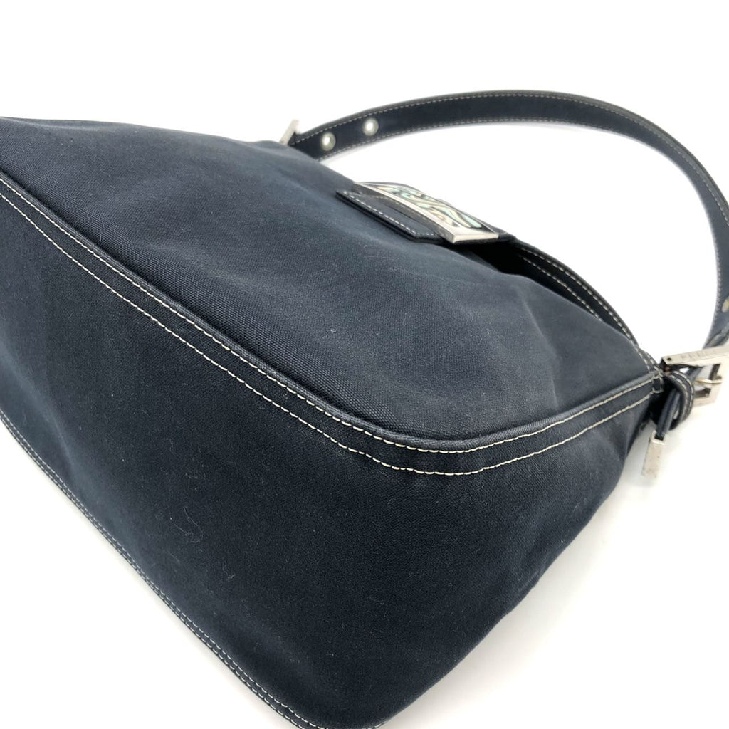 FENDI Mamma Bucket Marble Shoulder Bag Handbag Canvas Navy Denim Women's PRE-OWNED