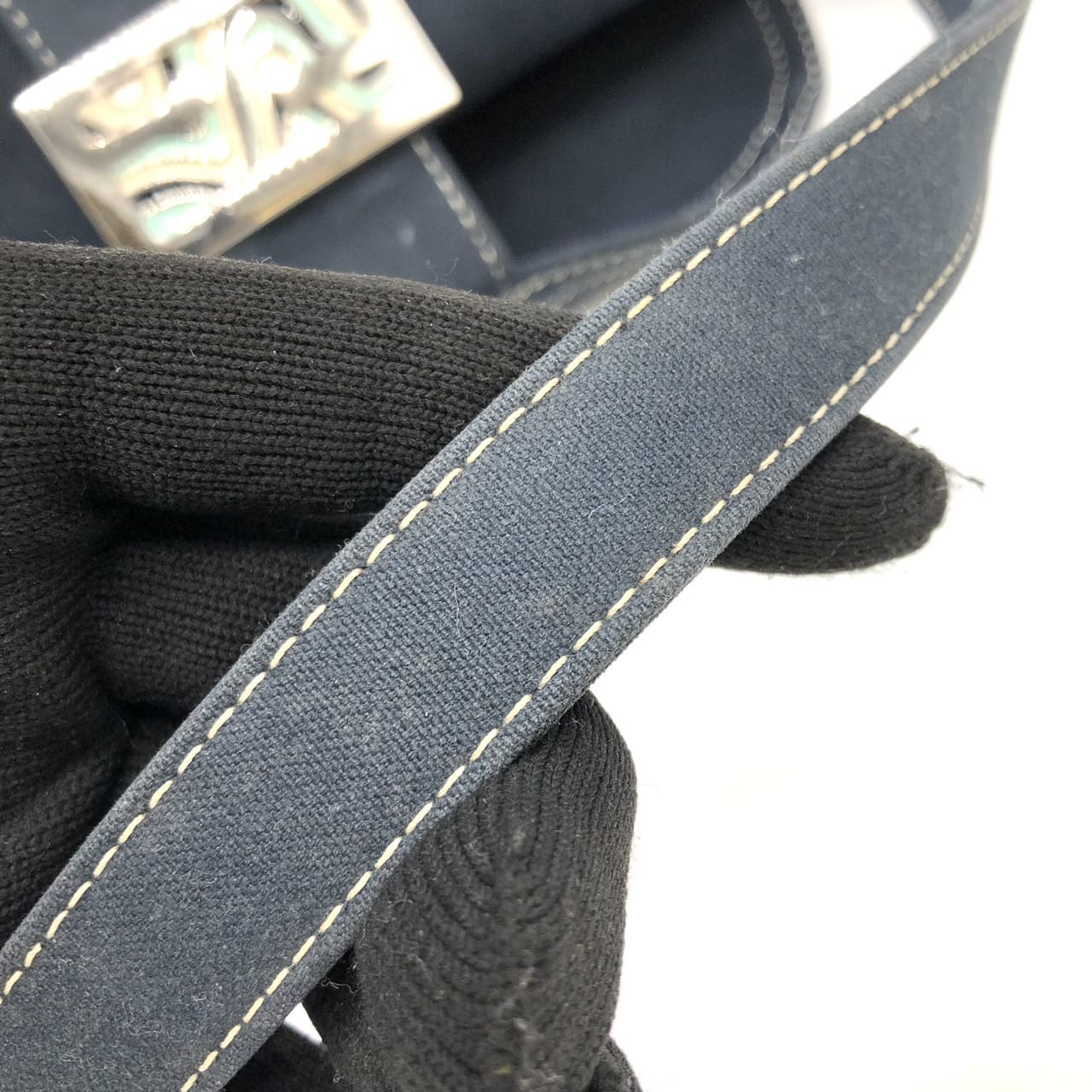 FENDI Mamma Bucket Marble Shoulder Bag Handbag Canvas Navy Denim Women's PRE-OWNED
