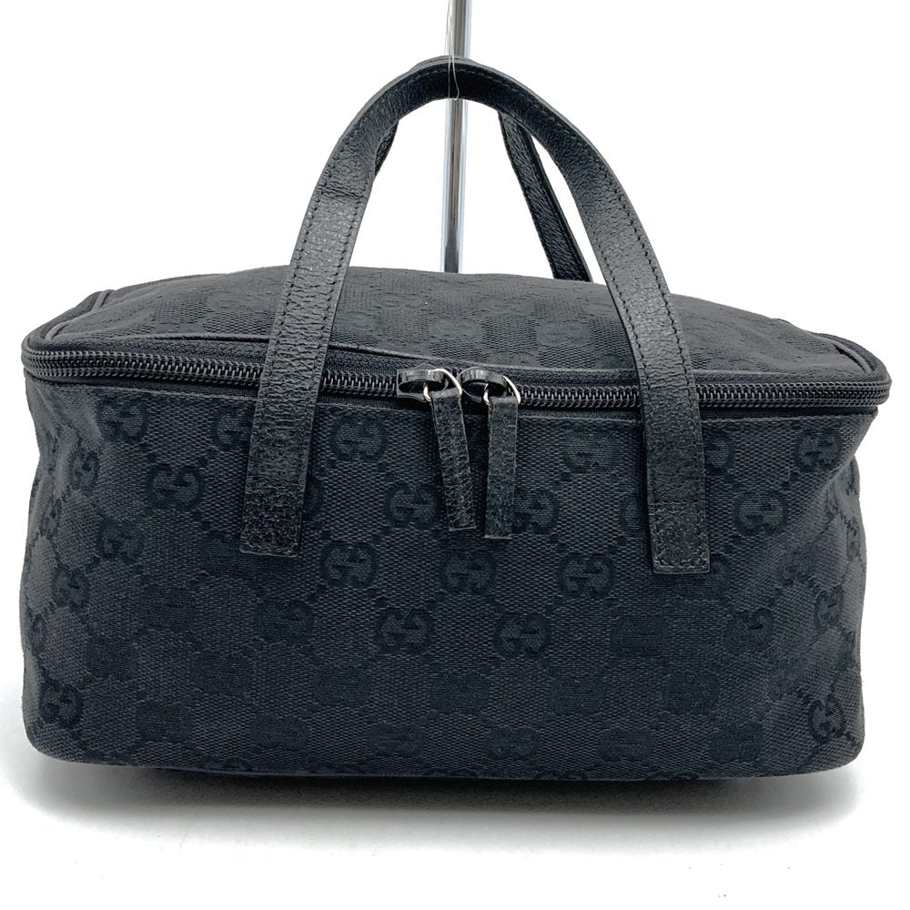 Gucci 124540 Vanity Pouch/Handbag GG Canvas/Leather Black Pre-owned