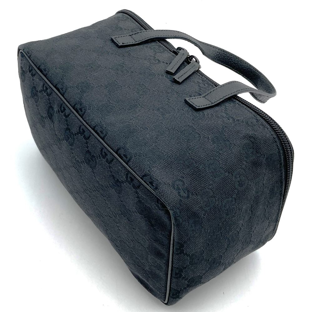 Gucci 124540 Vanity Pouch/Handbag GG Canvas/Leather Black Pre-owned