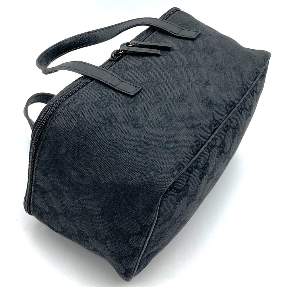 Gucci 124540 Vanity Pouch/Handbag GG Canvas/Leather Black Pre-owned