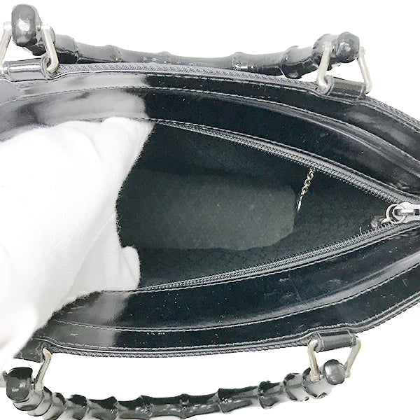Gucci 002 1998 0353 Bamboo Tote Bag/Handbag Nylon/Leather Black Pre-owned