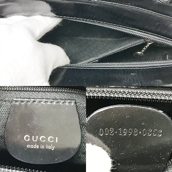 Gucci 002 1998 0353 Bamboo Tote Bag/Handbag Nylon/Leather Black Pre-owned