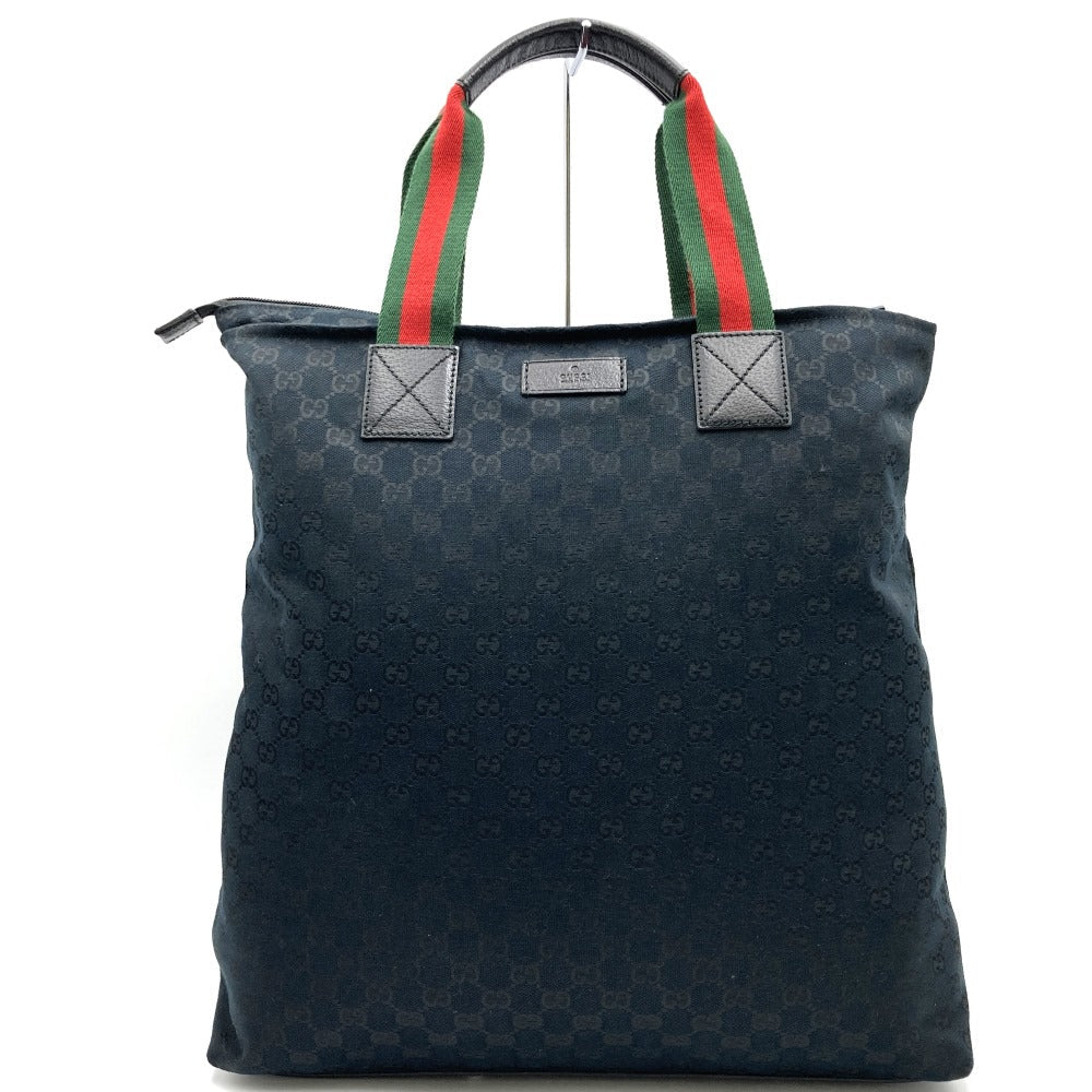 Gucci 131233 Sherry Line Big Tote Bag/Handbag GG Canvas Black Pre-owned