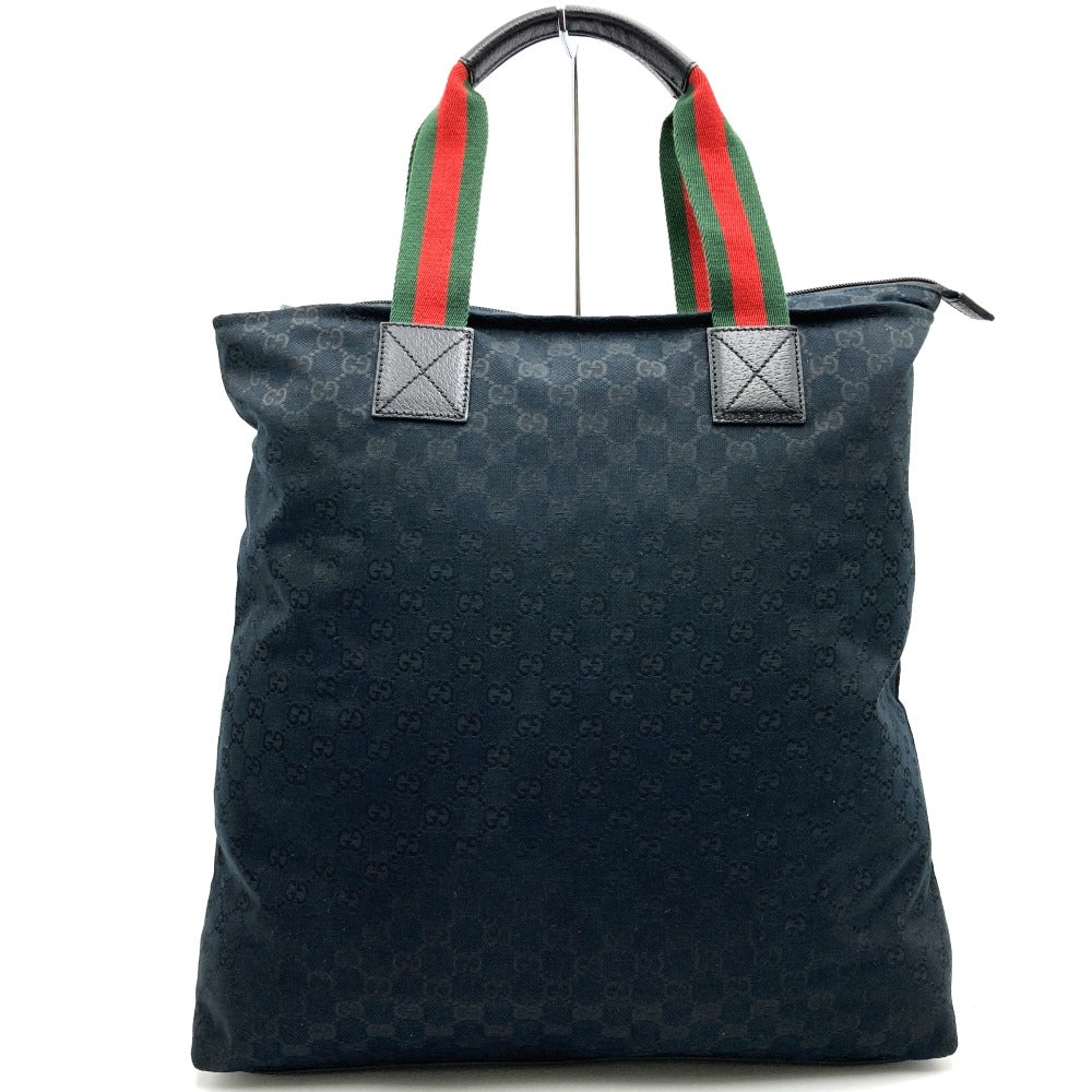 Gucci 131233 Sherry Line Big Tote Bag/Handbag GG Canvas Black Pre-owned