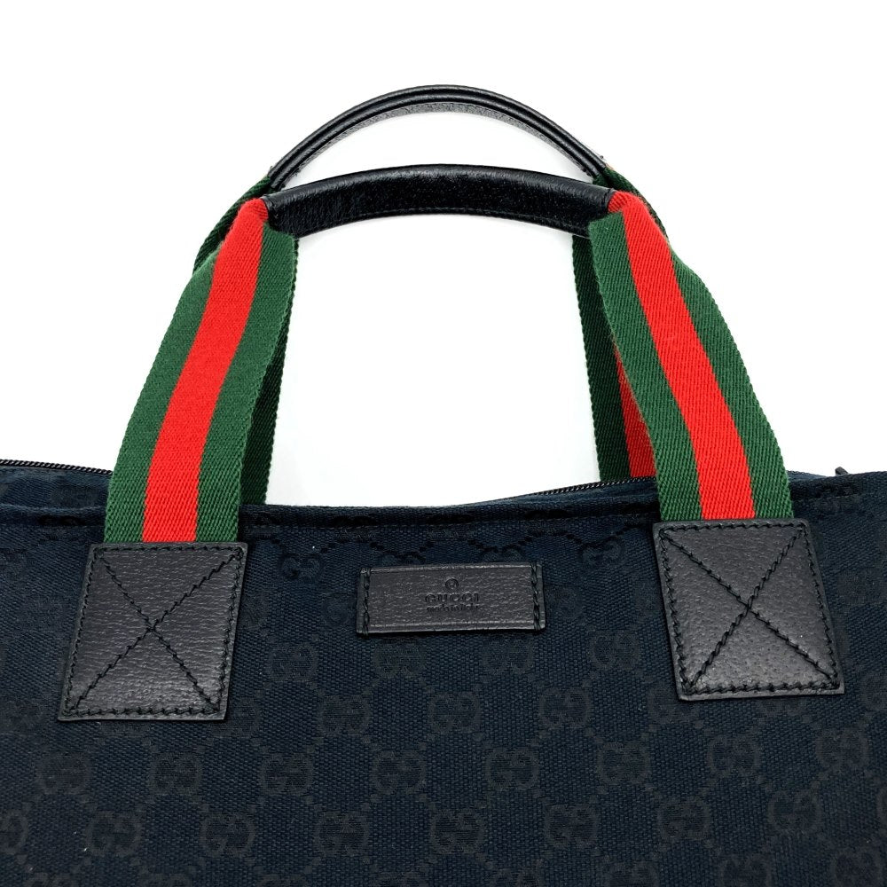 Gucci 131233 Sherry Line Big Tote Bag/Handbag GG Canvas Black Pre-owned