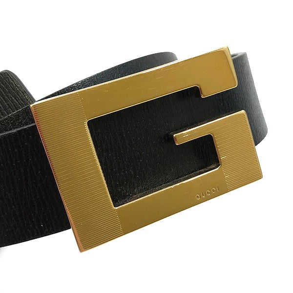 Gucci G Logo Belt Leather Black Pre-owned