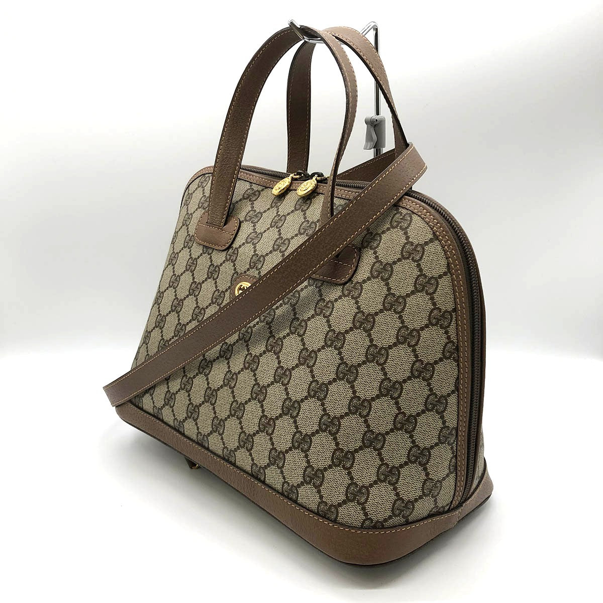 Gucci 000 40 GG Supreme 2-Way Handbag/Shoulder Bag Beige/Brown Pre-owned