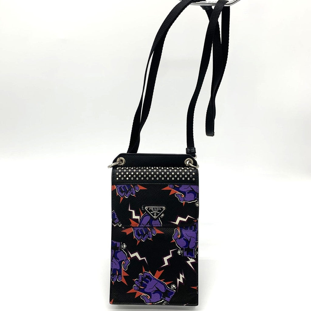 Prada Frankenstein Sacoche Shoulder Bag Leather Black Pre-owned