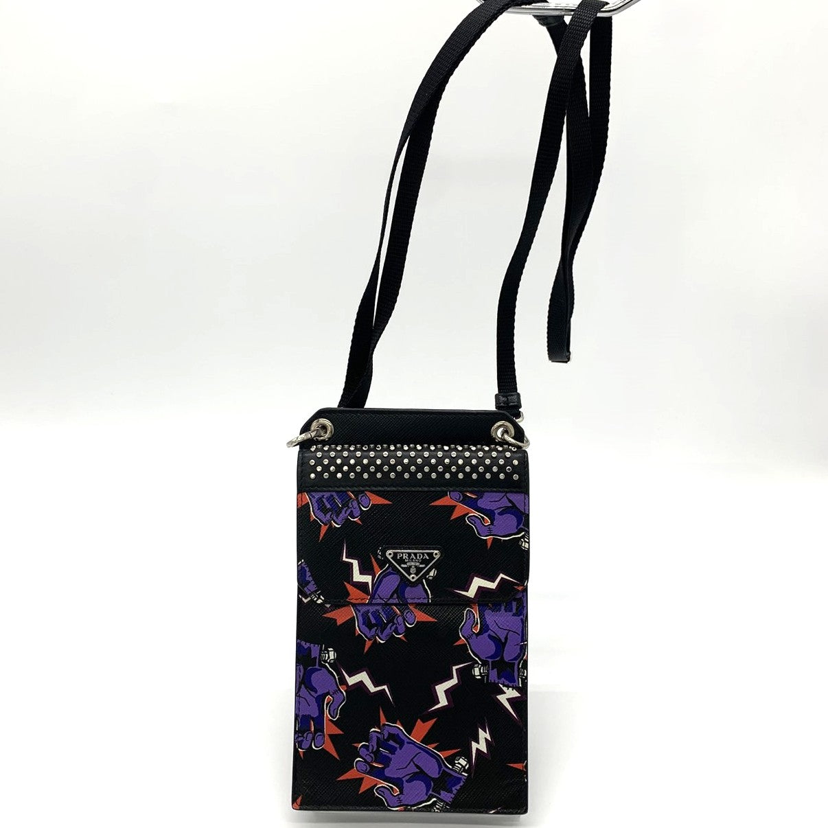 Prada Frankenstein Sacoche Shoulder Bag Leather Black Pre-owned