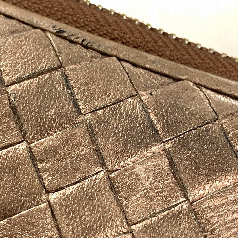 BOTTEGA VENETA Bottega Veneta Intrecciato Long Wallet, Round Zipper, Leather, Bronze, Brown, Gold, Women's Fashion PRE-OWNED