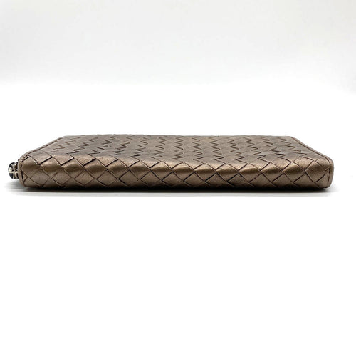 BOTTEGA VENETA Bottega Veneta Intrecciato Long Wallet, Round Zipper, Leather, Bronze, Brown, Gold, Women's Fashion PRE-OWNED