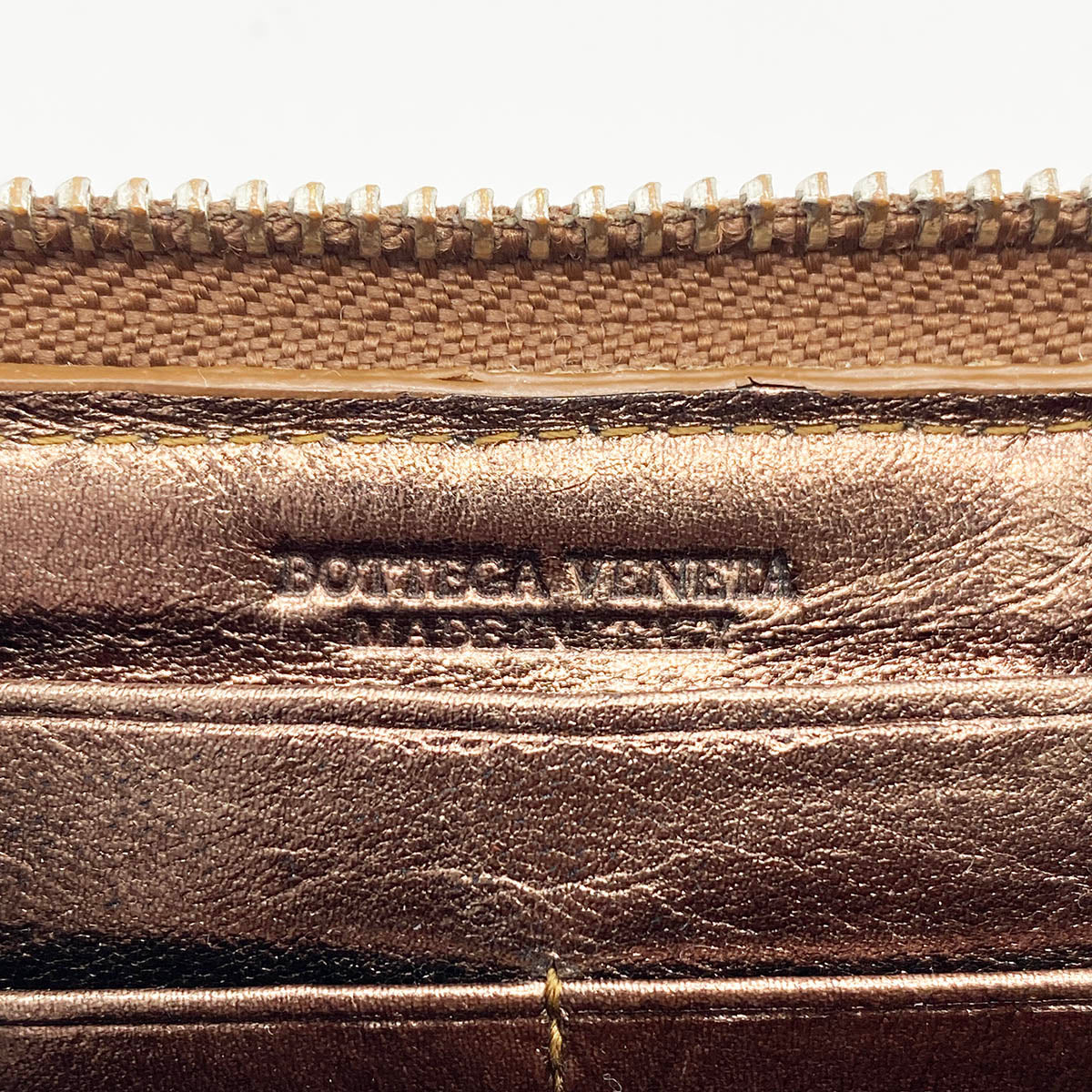 BOTTEGA VENETA Bottega Veneta Intrecciato Long Wallet, Round Zipper, Leather, Bronze, Brown, Gold, Women's Fashion PRE-OWNED