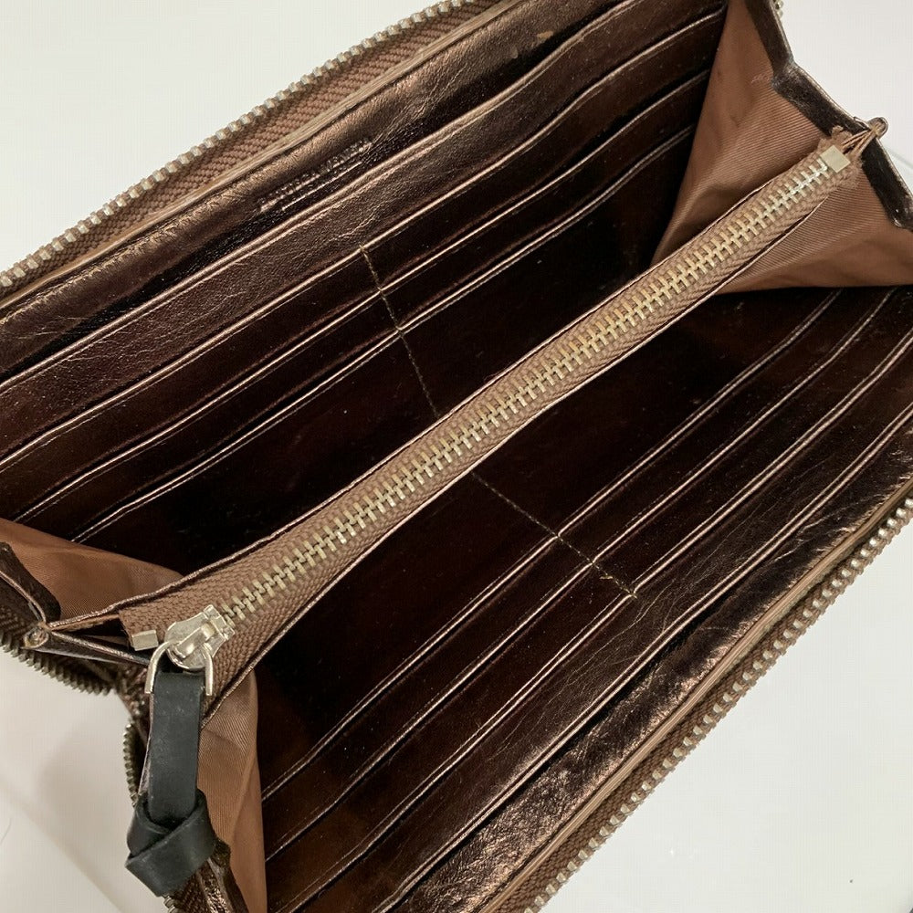 BOTTEGA VENETA Bottega Veneta Intrecciato Long Wallet, Round Zipper, Leather, Bronze, Brown, Gold, Women's Fashion PRE-OWNED
