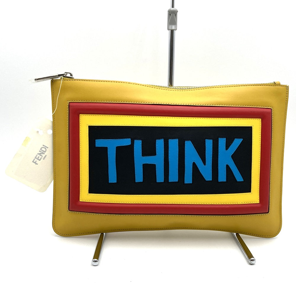 FENDI 7NO078 THINK Clutch Bag, Yellow, Women's and Men's Fashion PRE-OWNED