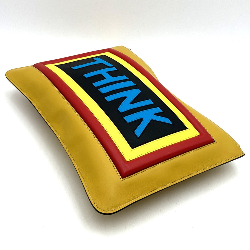 FENDI 7NO078 THINK Clutch Bag, Yellow, Women's and Men's Fashion PRE-OWNED