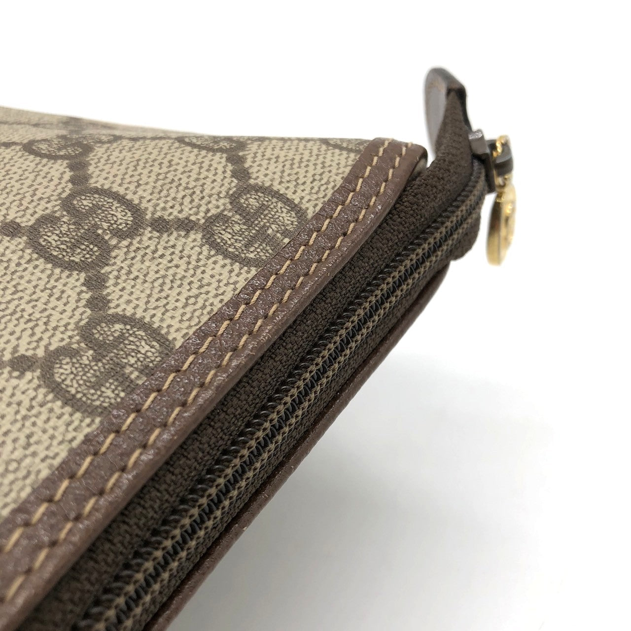 Gucci 014 115 6088 Clutch Bag GG Supreme Canvas/Leather Brown Pre-owned
