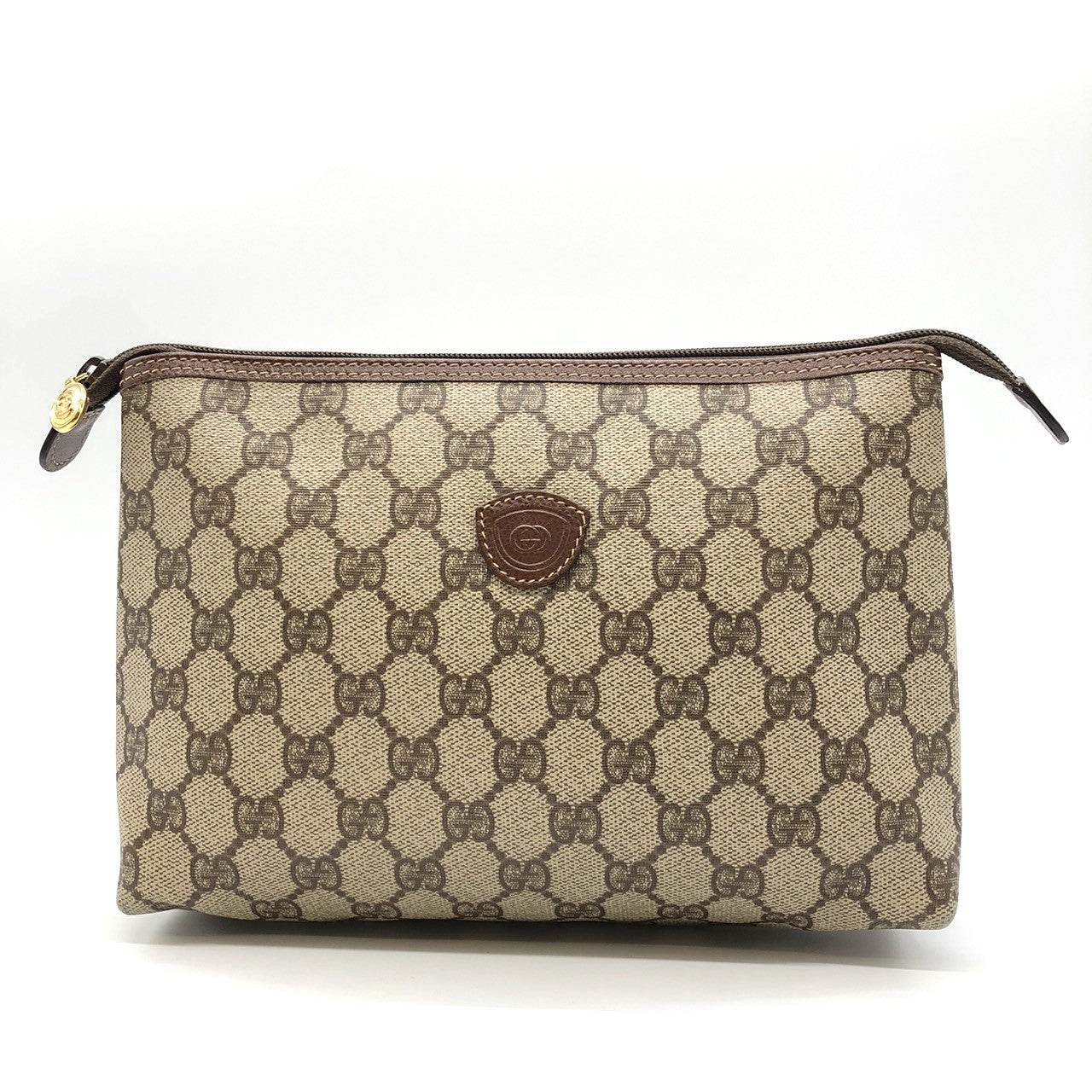 Gucci 014 115 6088 Clutch Bag GG Supreme Canvas/Leather Brown Pre-owned