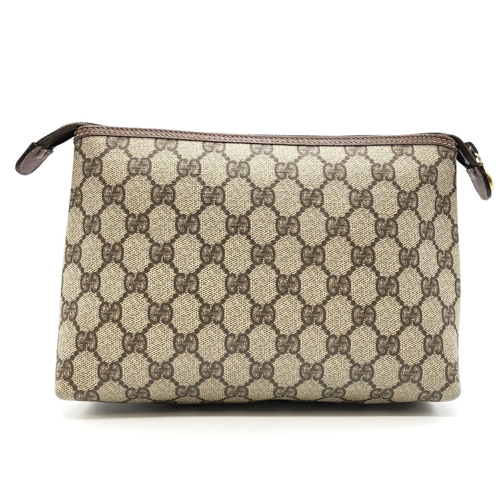 Gucci 014 115 6088 Clutch Bag GG Supreme Canvas/Leather Brown Pre-owned