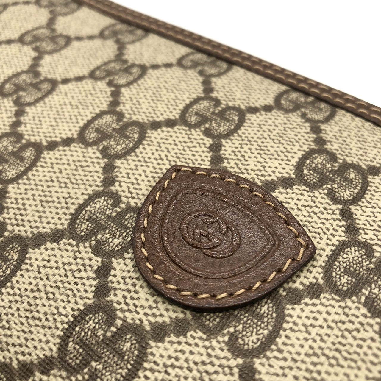 Gucci 014 115 6088 Clutch Bag GG Supreme Canvas/Leather Brown Pre-owned