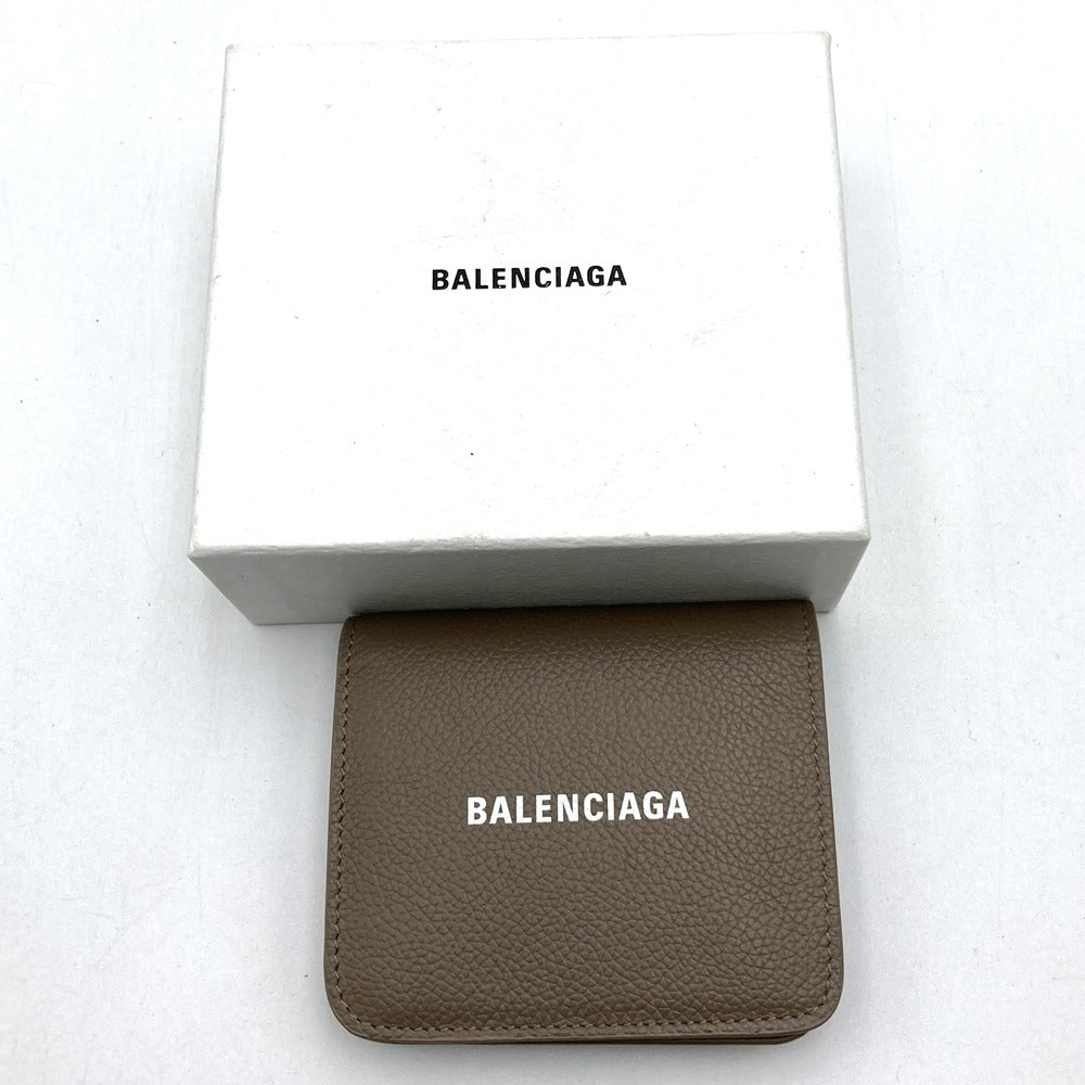Balenciaga 594216 Bi-fold Compact Wallet Leather Beige/Greige Pre-owned